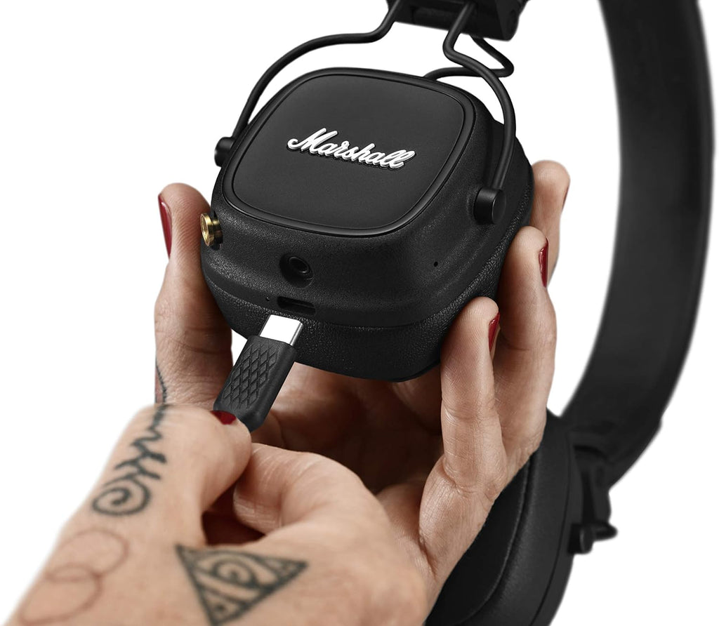 Marshall Casque Bluetooth supra-auriculaire Major IV, écouteurs sans fil, pliables, autonomie sans fil de plus de 80 heures, noir