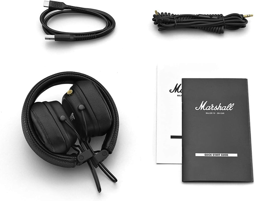 Marshall Casque Bluetooth supra-auriculaire Major IV, écouteurs sans fil, pliables, autonomie sans fil de plus de 80 heures, noir