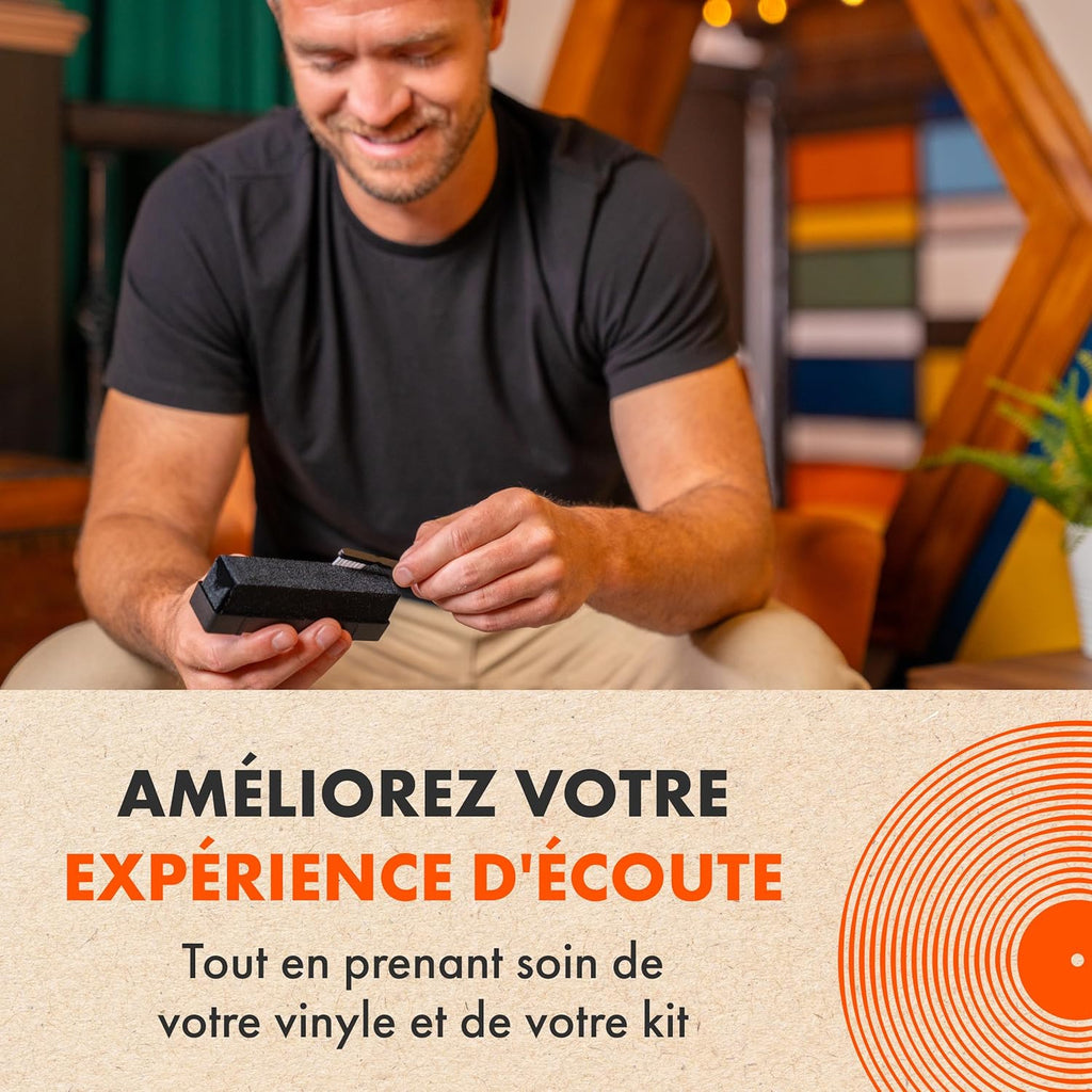 Brosse Nettoyage Disques Vinyle par SPINCARE | Kit Inclut Velours Brosse Antistatique & Stylus | pour Nettoyage & Entretien LP & Plateau Tournant